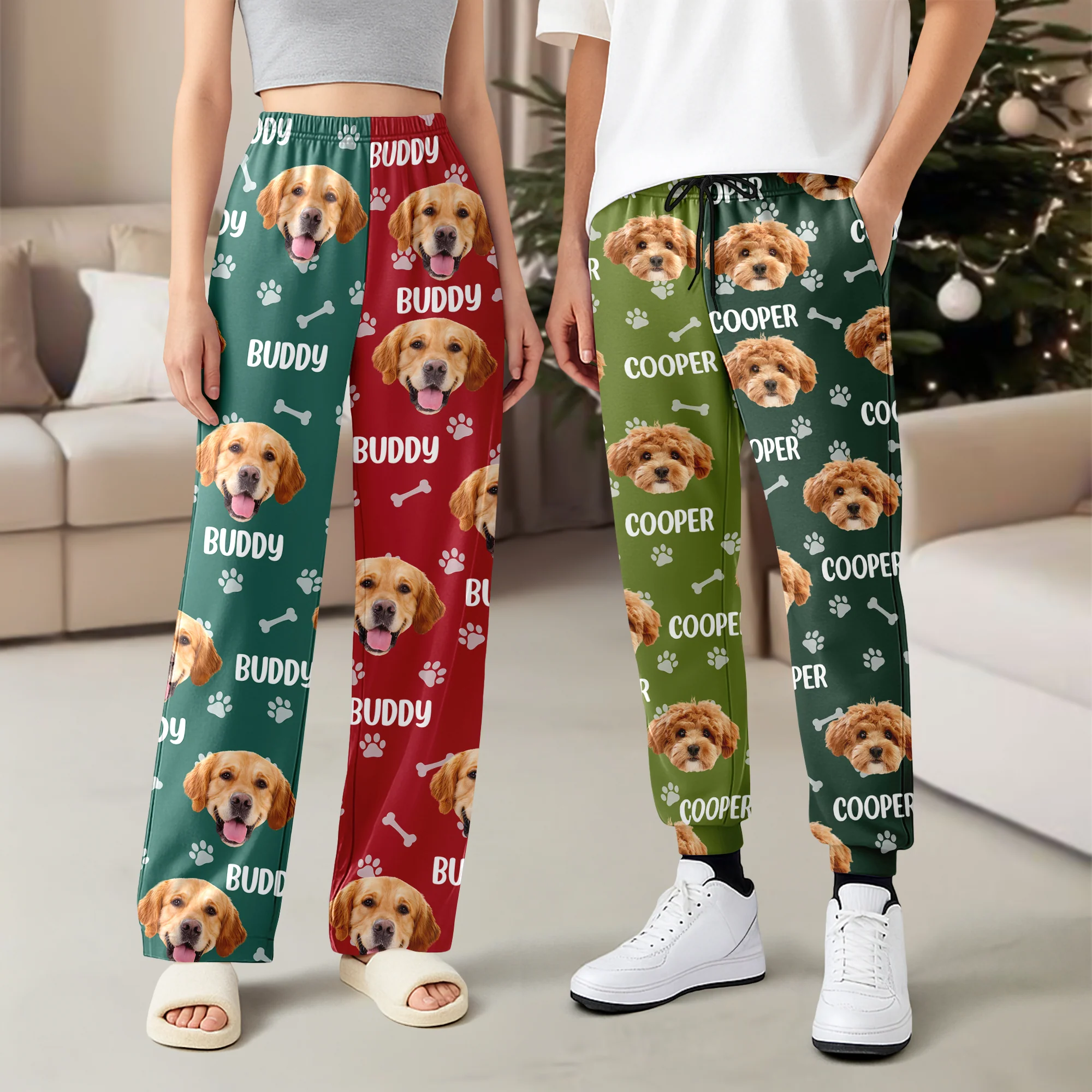 Custom Dog Face Photo Color Split Sweatpants Gift For Christmas HO82 900386 - Image 6