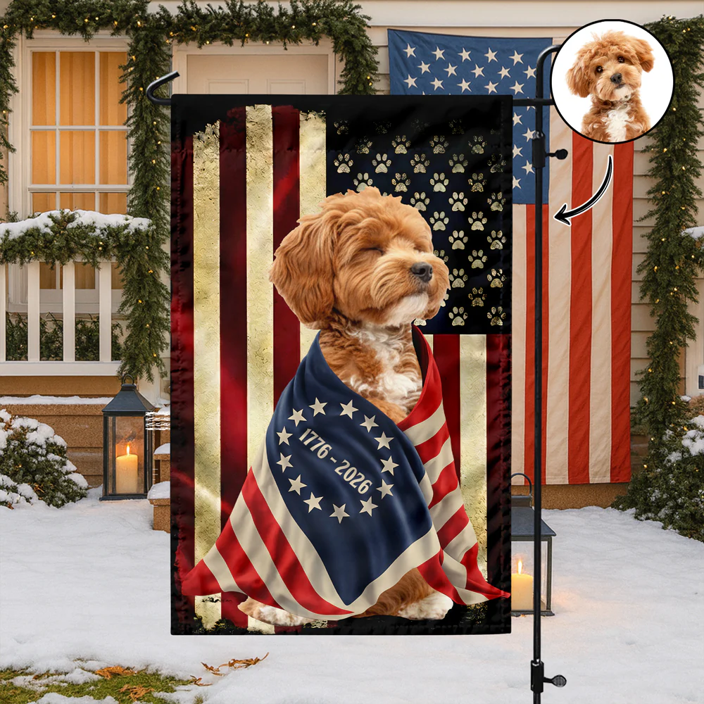 Custom Dog Photo American Patriot Garden Flag HO82 901248 - Image 2