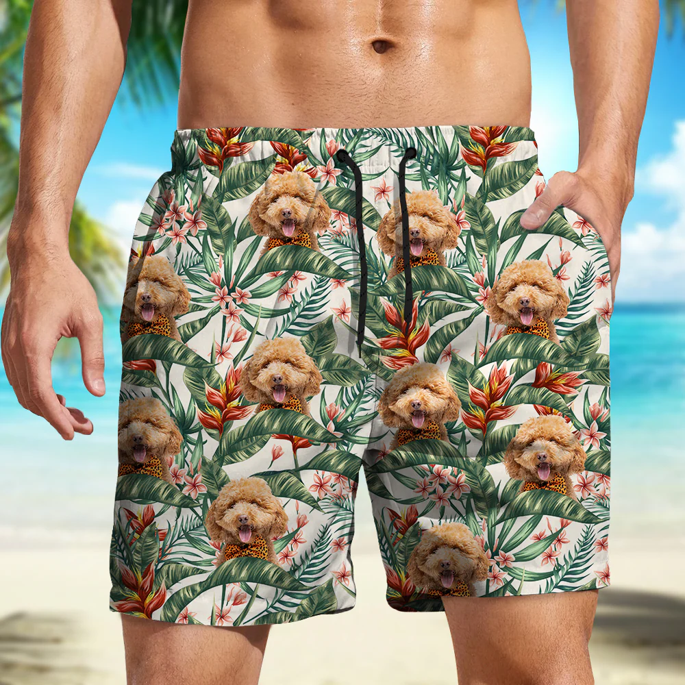 Custom Dog Photo Hawaii In The Air Family Man's Beach Short HO82 894270 - Image 4