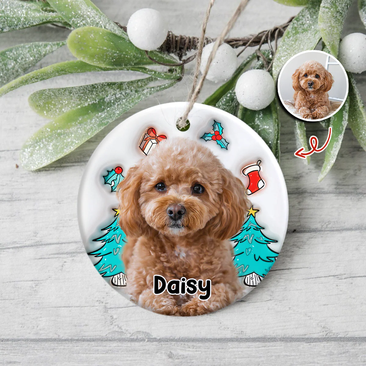 Custom Dog Photo I Am Santa 3D Inflated Effect Ceramic Ornament Personalized Gift For Dog Lovers HO82 894712 - Image 5