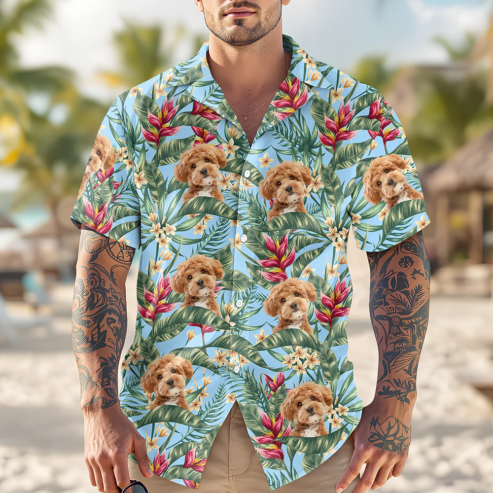 Custom Dog Photo In The Air Hawaii Shirt Gift For Dog Lovers HO82 893838 - Image 2