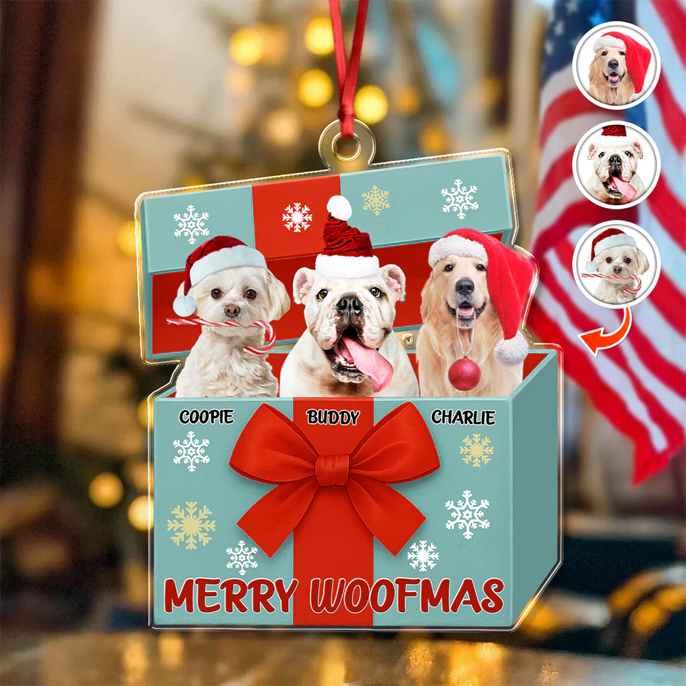 Custom Dog Photo Merry Woofmas Acrylic Ornament Gift For Dog Lovers HO82 900008 - Image 3
