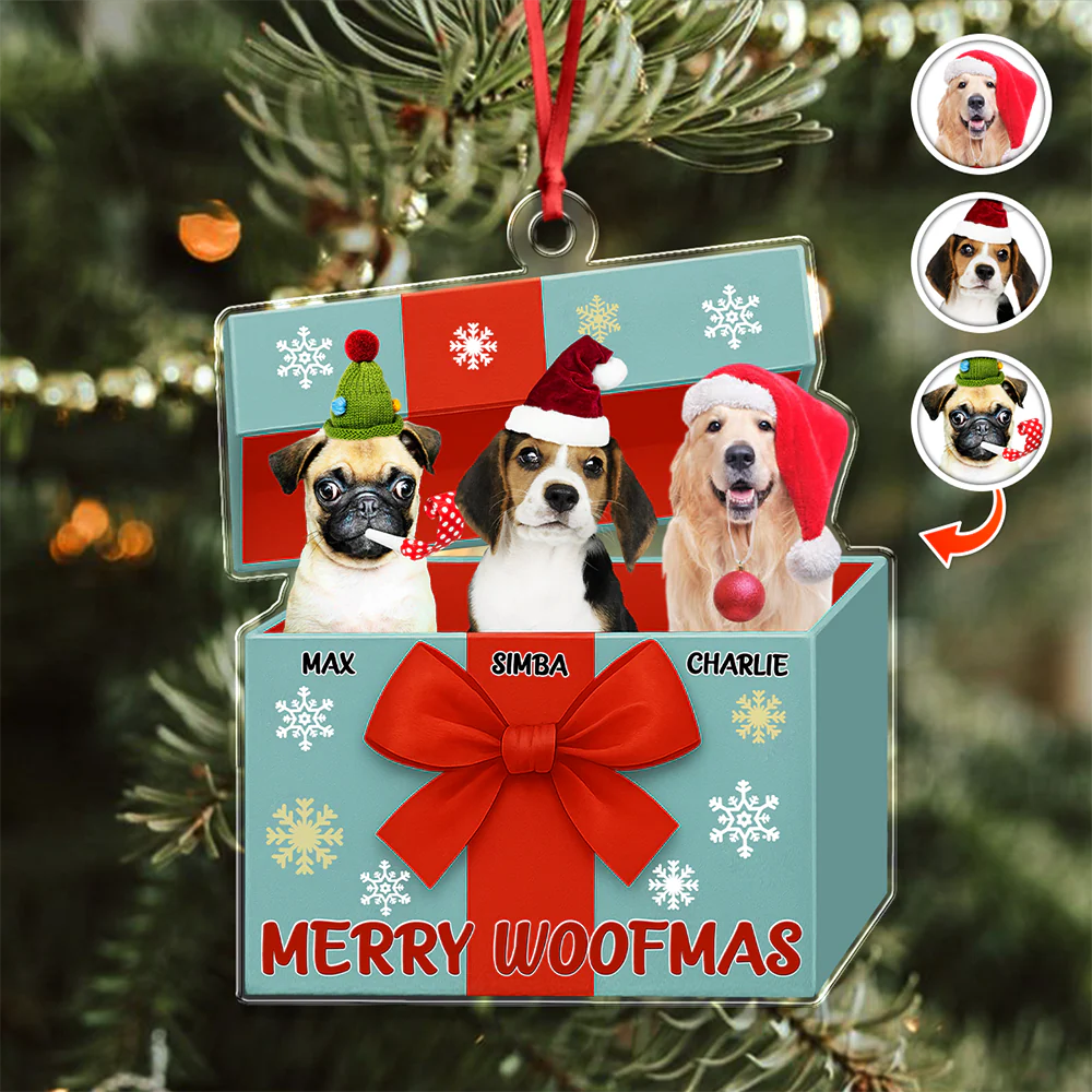Custom Dog Photo Merry Woofmas Acrylic Ornament Gift For Dog Lovers HO82 900008 - Image 4