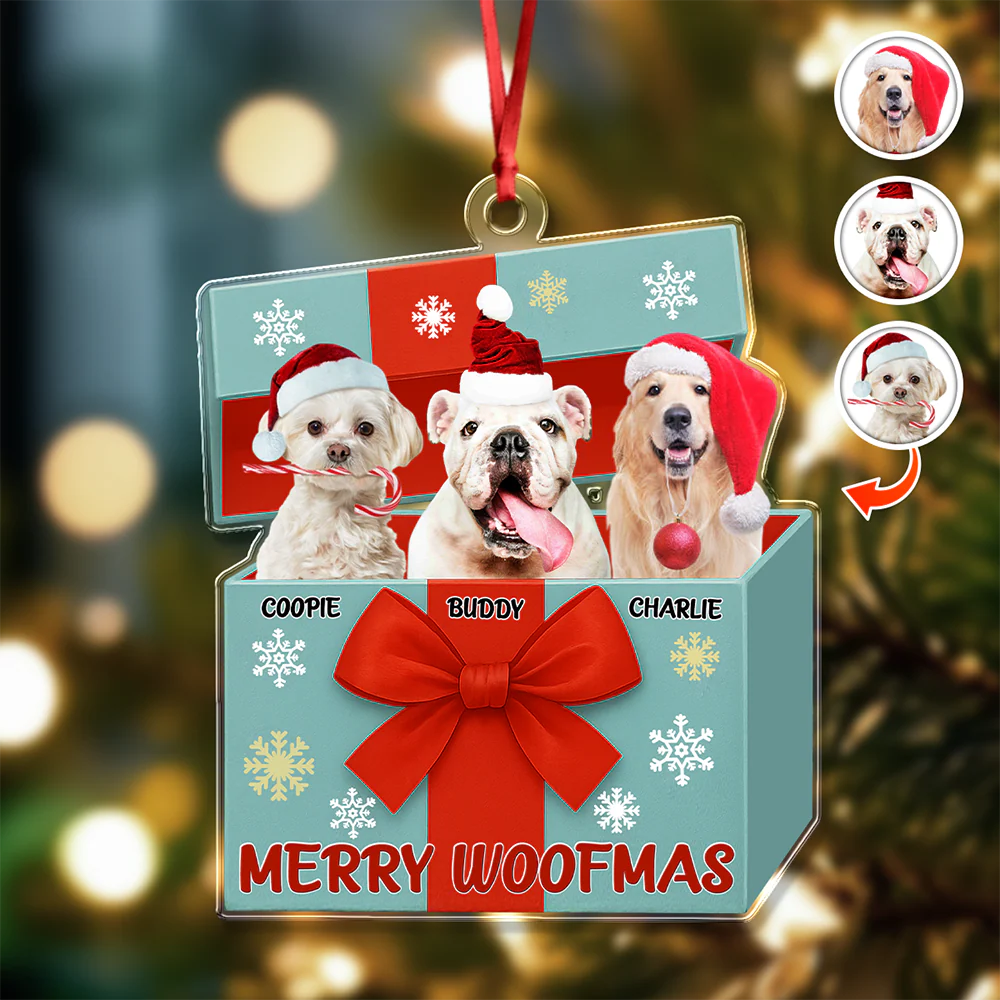 Custom Dog Photo Merry Woofmas Acrylic Ornament Gift For Dog Lovers HO82 900008 - Image 5