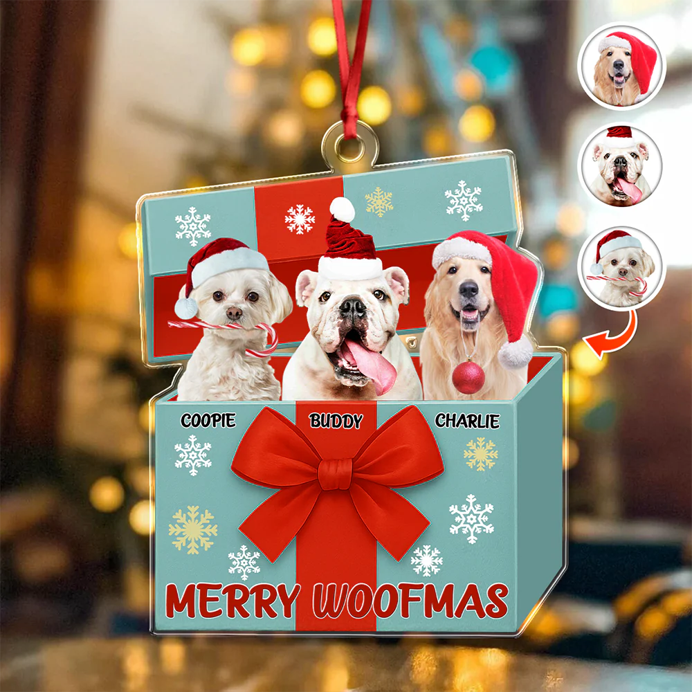 Custom Dog Photo Merry Woofmas Acrylic Ornament Gift For Dog Lovers HO82 900008 - Image 6