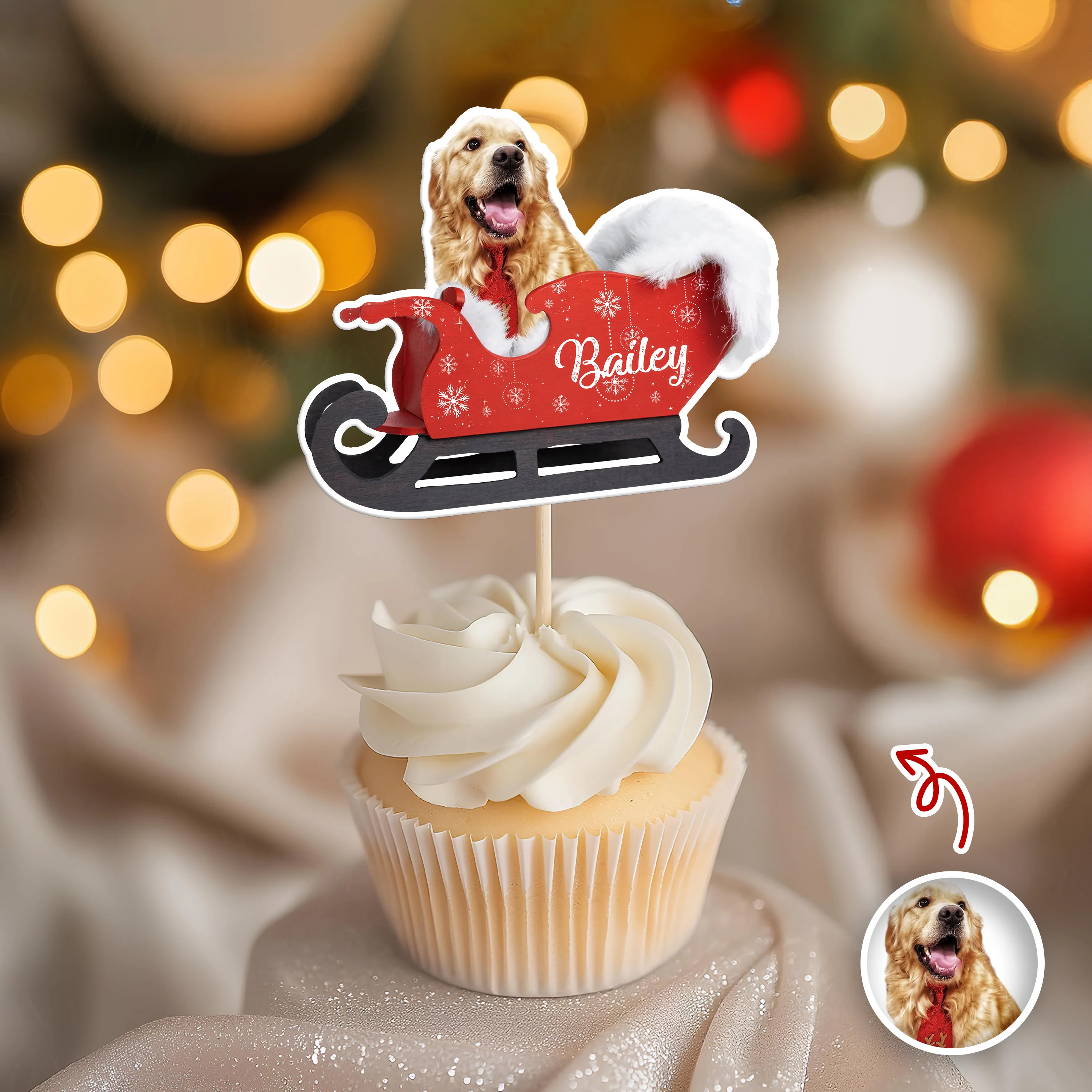 Custom Dog Photo Santa Cupcake Cupcake Toppers HO82 894580 - Image 12