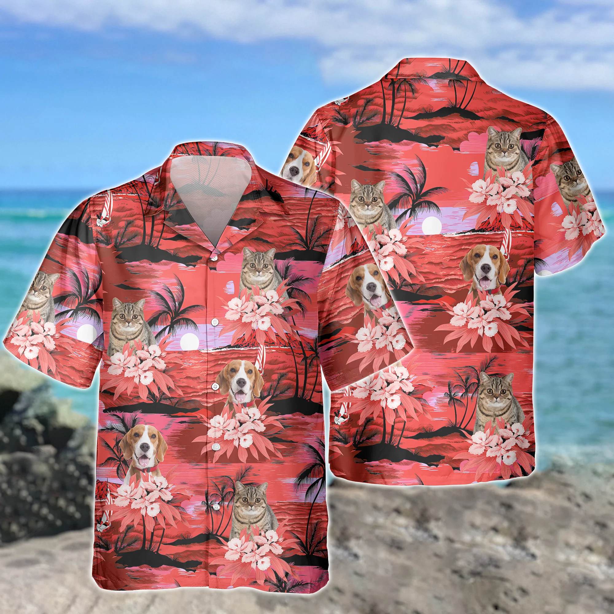 Custom Dog Cat Photo Summer Beach Hawaii Shirt Gift For Dog Cat Lovers HO82 894316 - Image 6