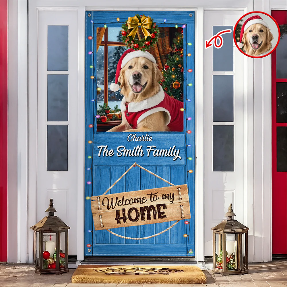 Custom Dog Photo Welcome To Our Home Peeking Pets Door Cover HO82 900240 - Image 2