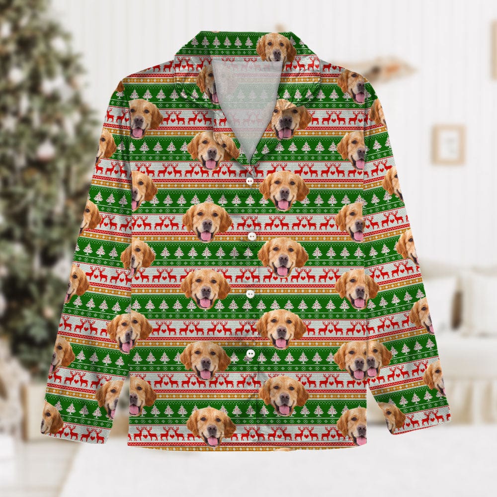 Custom Dog Photo With Colorful Background For Family Pajamas T368 889644 - Image 2