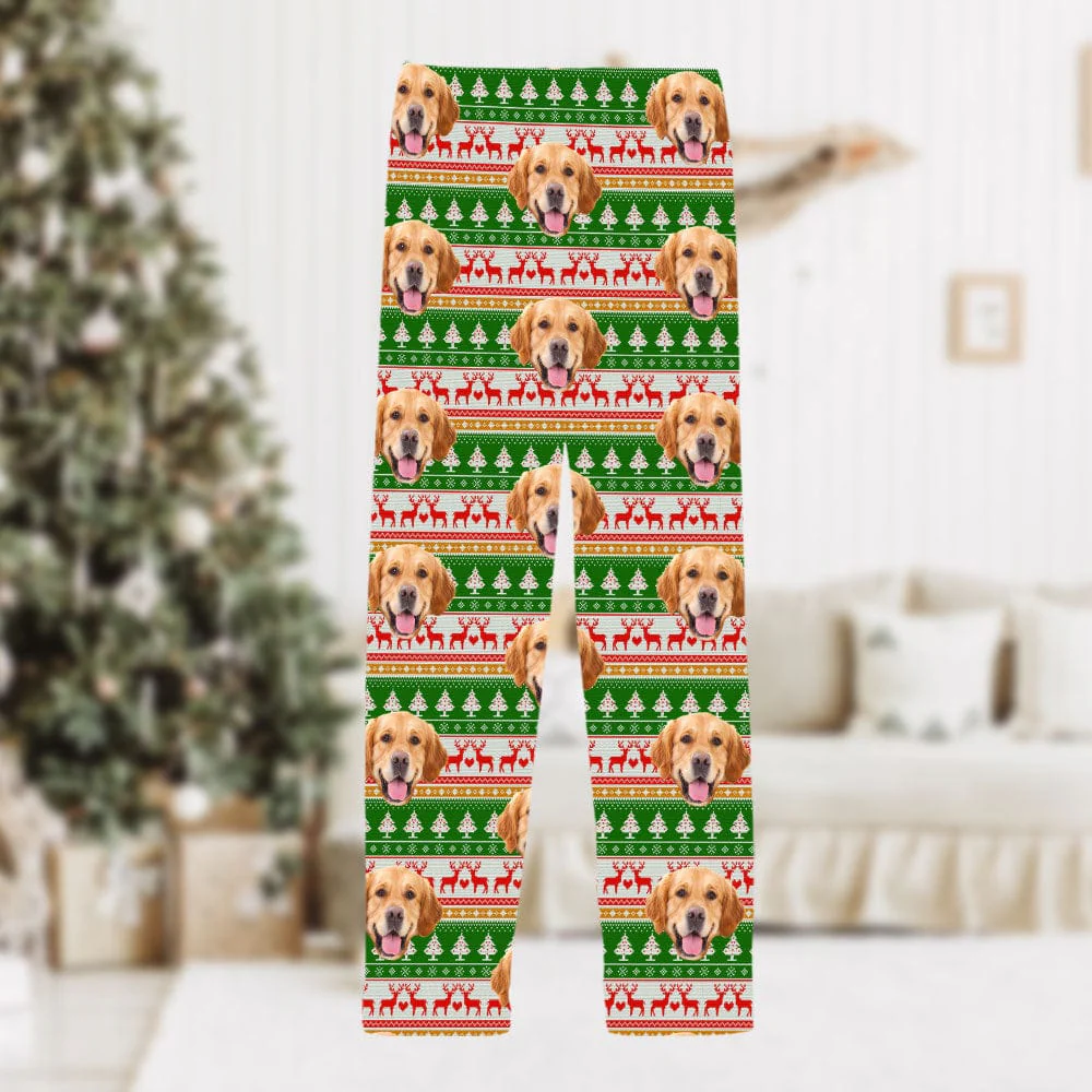 Custom Dog Photo With Colorful Background For Family Pajamas T368 889644 - Image 3