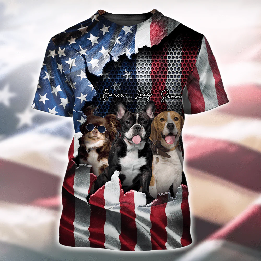 Custom Dog Photo With Flag US Background T-Shirt T286 889956 - Image 9