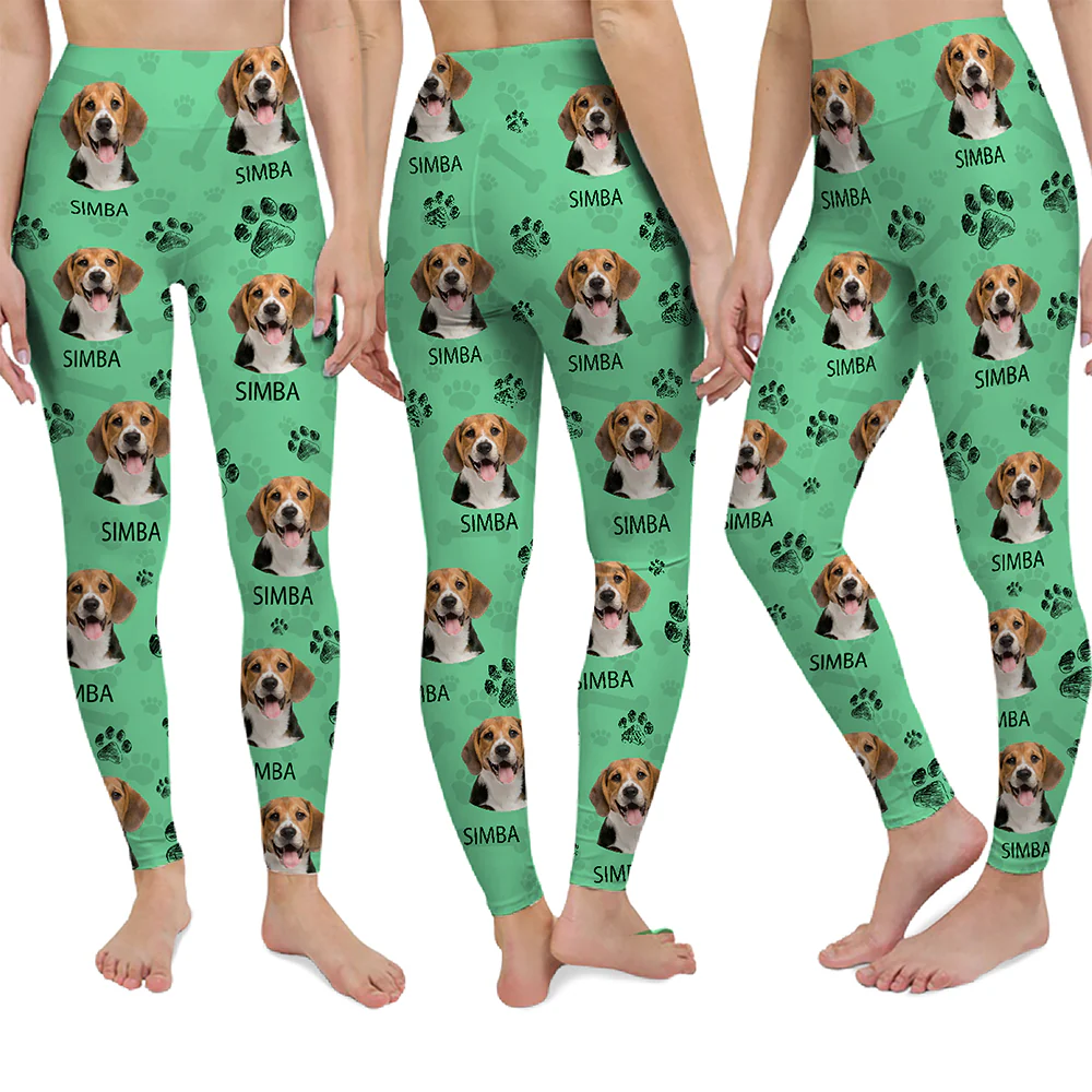 Custom Dog Photo With Paw Pattern Legging HO82 900530 - Image 2
