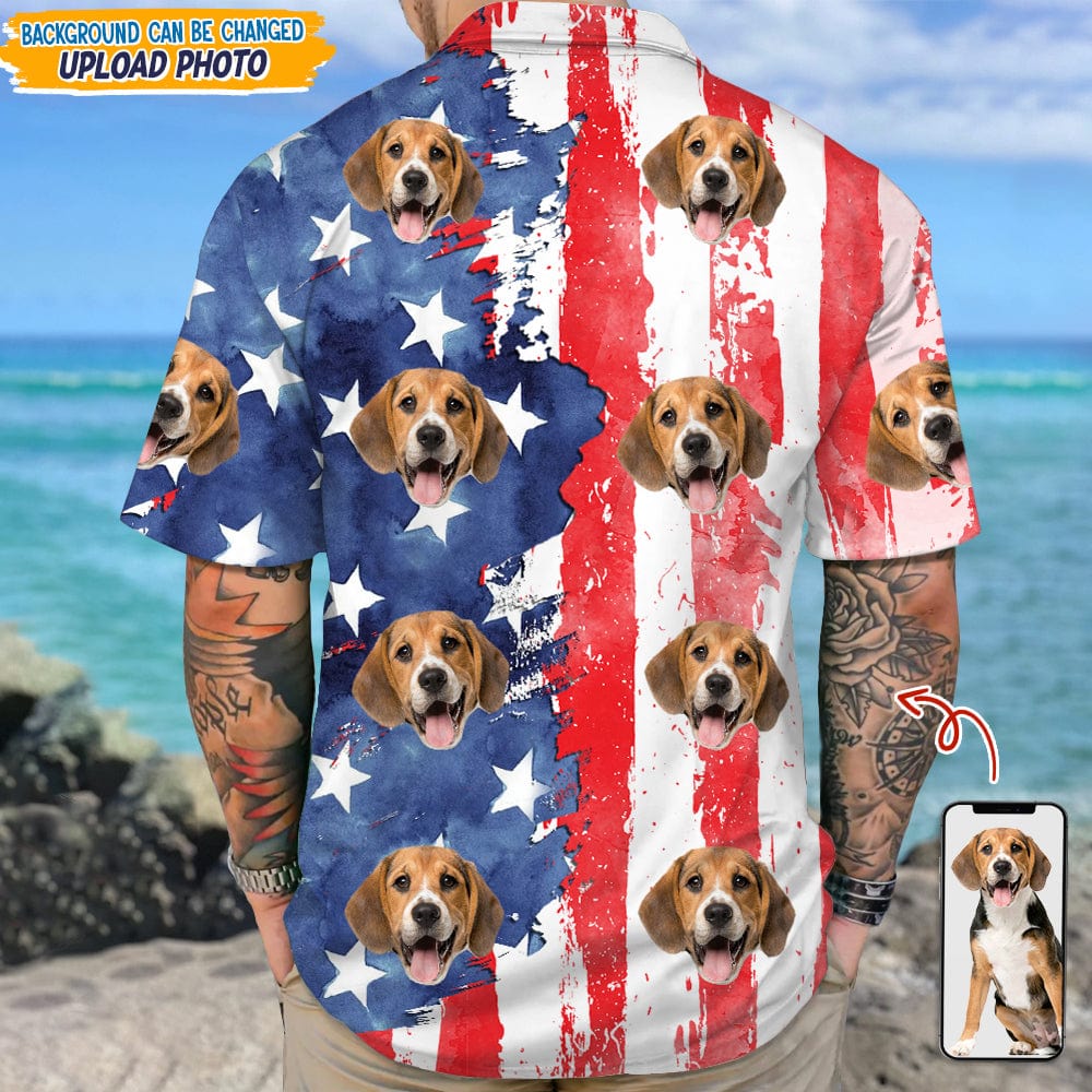 Custom Dog Photo With Us Flag Hawaii Shirt TA29 889228