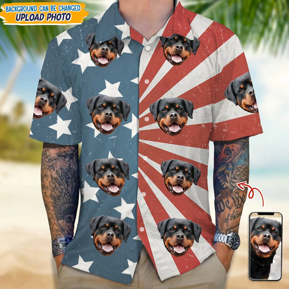 Custom Dog Photo With Us Flag Hawaii Shirt TA29 889228 - Image 2