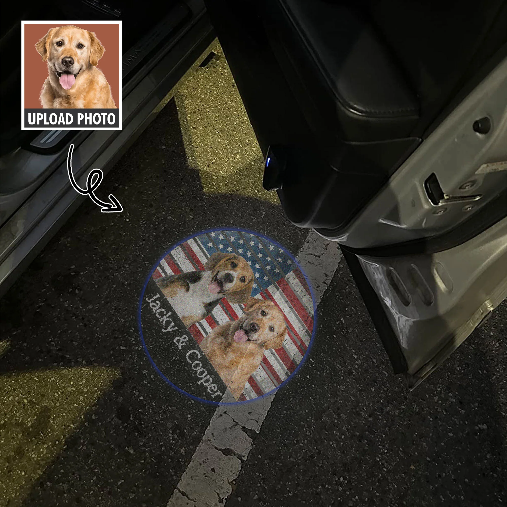 Custom Dog Photo With Vintage Retro Style Car Door Projector Light HO82 894360 - Image 2
