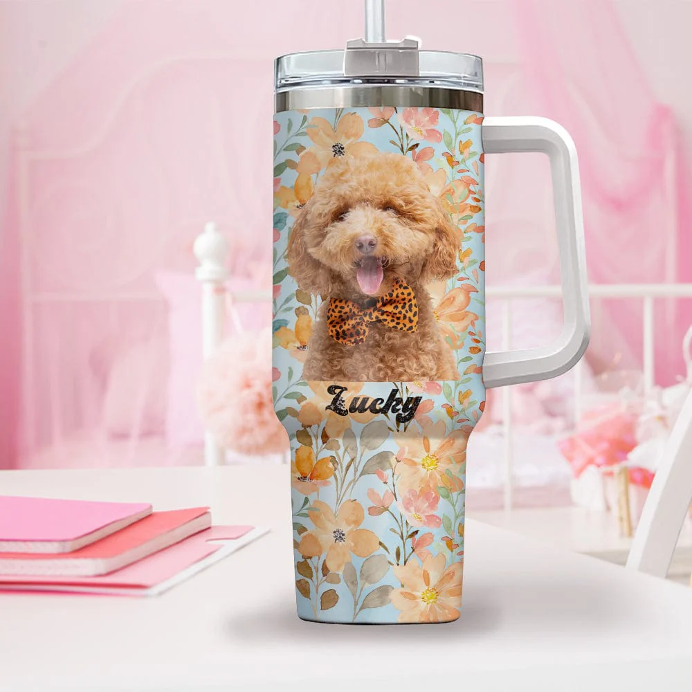 Custom Dog Portrait Photo With Retro Style Tumbler Iron Ring 40oz TA29 890326