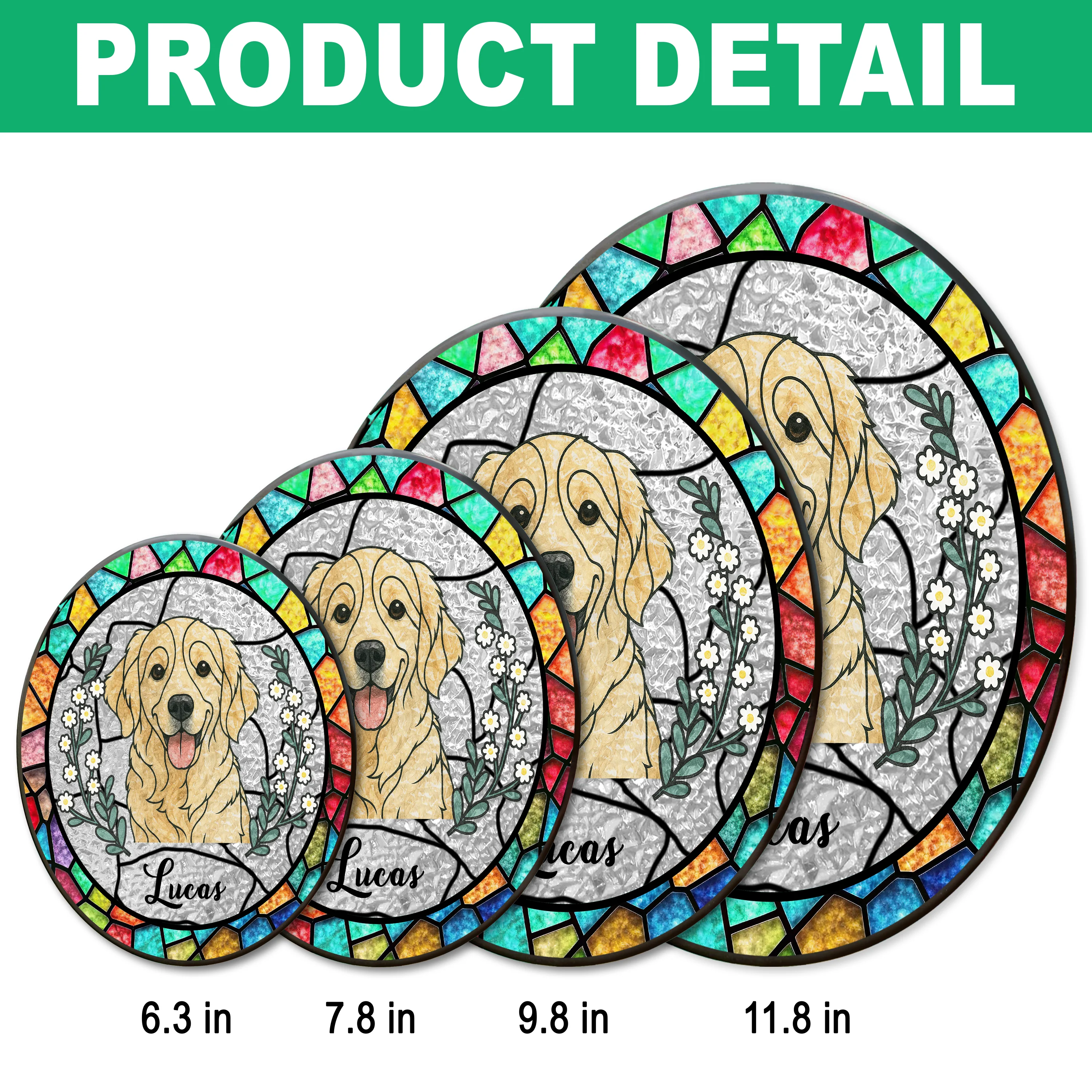 Custom Dog Portrait Photo With Sunflower Memorial Stained Glass Suncatcher, Sympathy Gifts, Pet Loss Gift HO82 894330 - Image 6