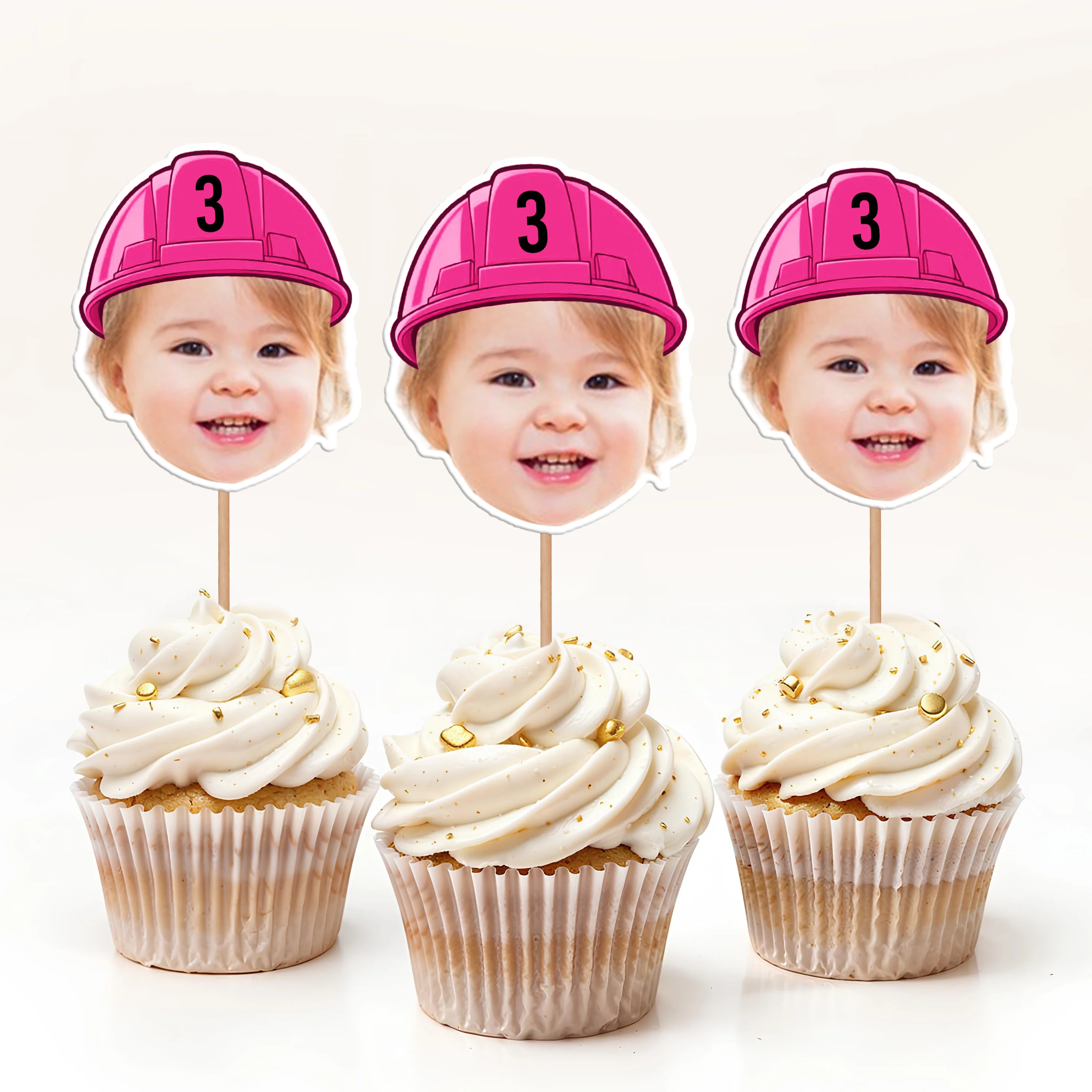 Custom Face Construction Kid Cupcake Toppers HO82 893580 - Image 3