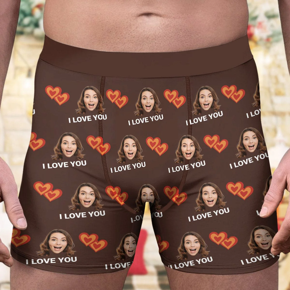 Custom Face I Love You Multicolor Men's Boxer Briefs TA29 889982