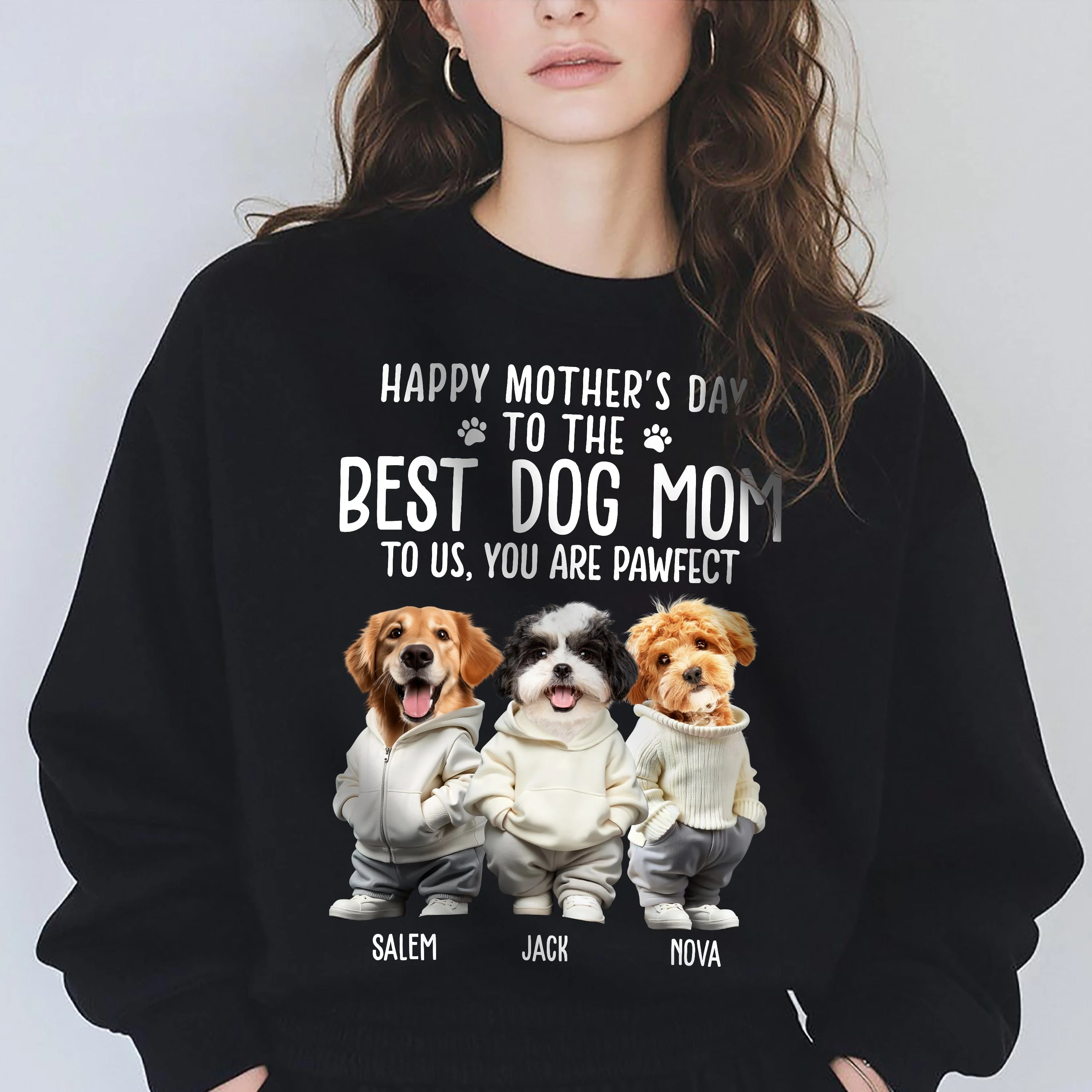 Custom Face Photo Best Dog Dad Dog Mom Dark Sweatshirt For Dog Cat Lovers HO82 893474
