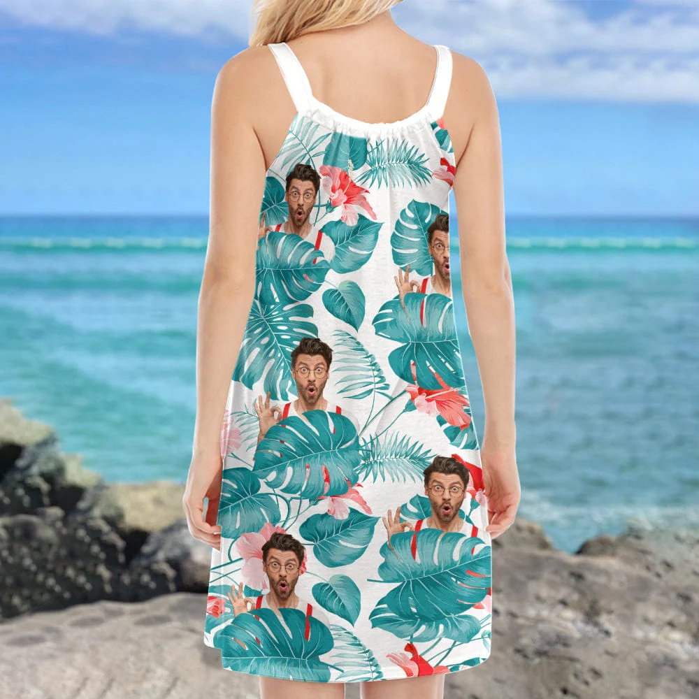 Custom Face Photo Hawaii Women's Sleeveless Cami Dress N304 889390 - Image 3