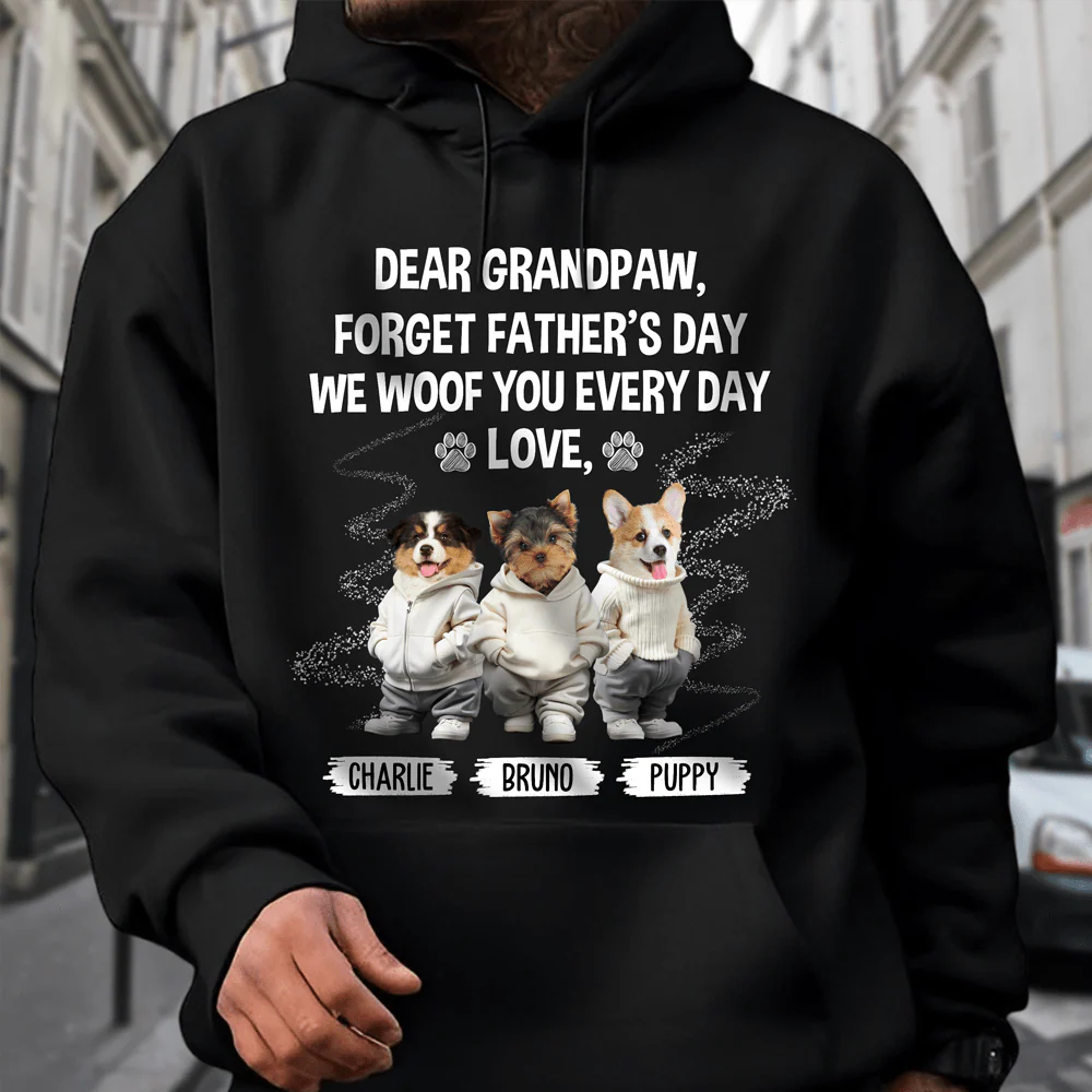Custom Face Photo I Woof You Grandpaw Dark Sweatshirt For Dog Lovers HO82 893504 - Image 10