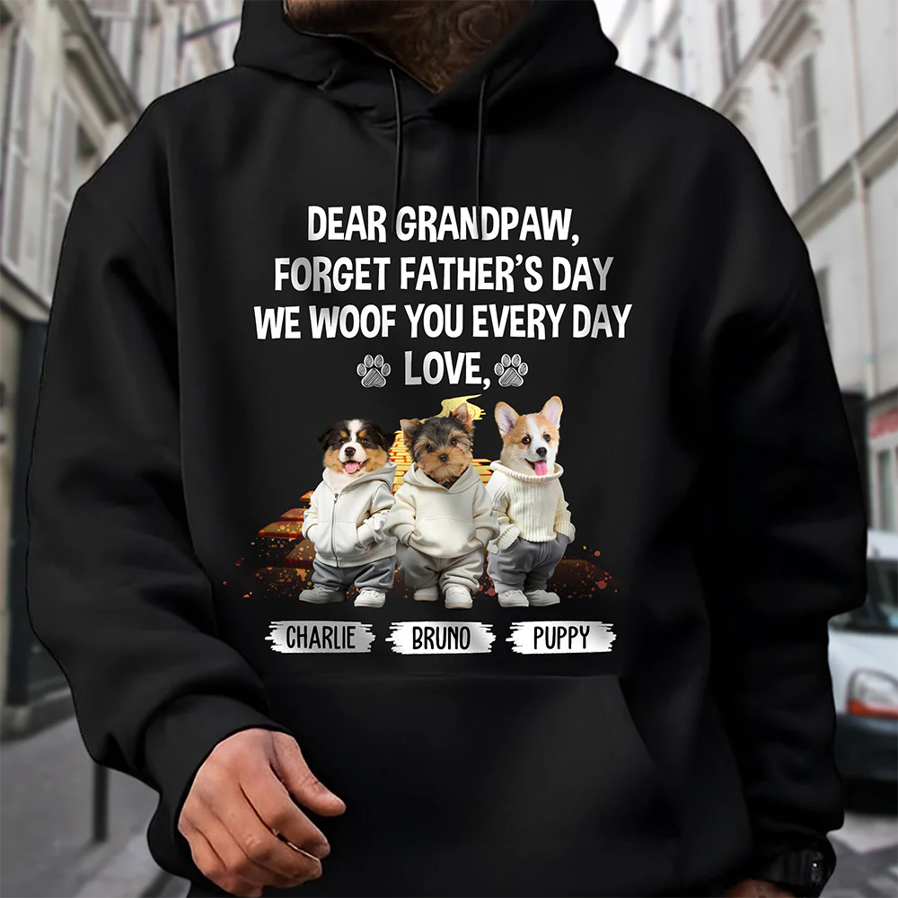 Custom Face Photo I Woof You Grandpaw Dark Sweatshirt For Dog Lovers HO82 893504 - Image 5