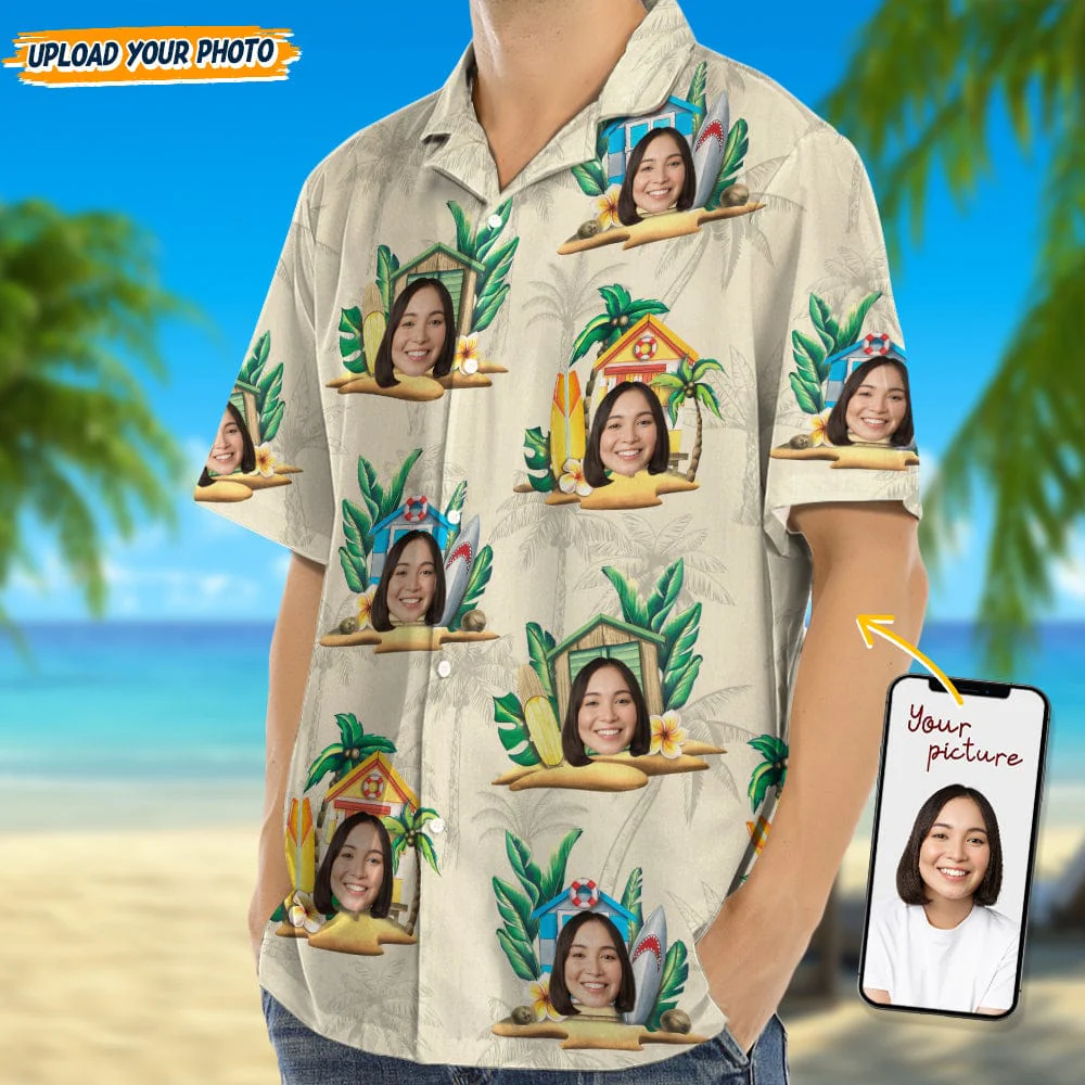 Custom Face Photo Tropical Men's Hawaii Shirt TA29 889100 - Image 4