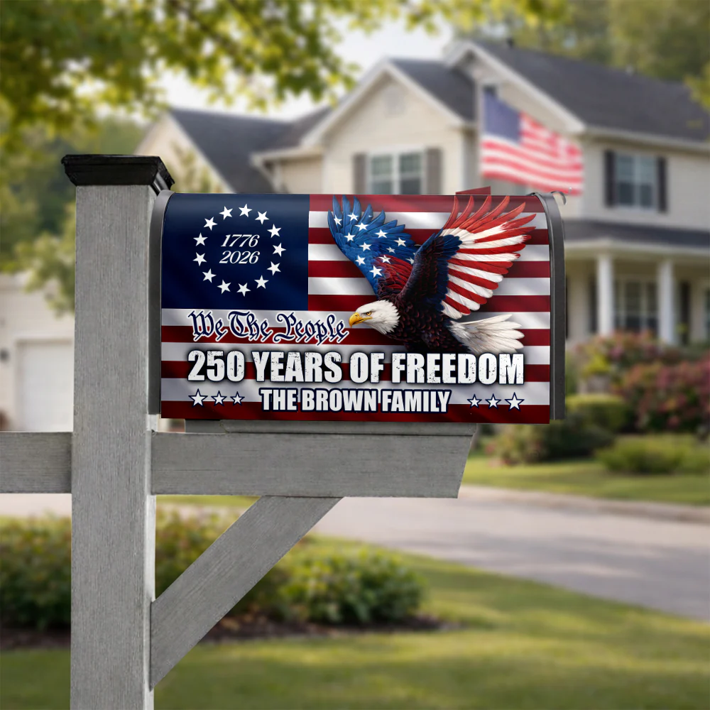 Custom Family Name 250 Years of Freedom We The People Patriotic Mailbox Cover HO82 900924 - Image 3