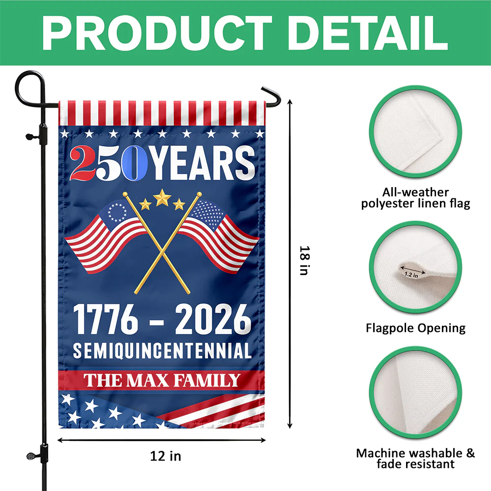 Custom Family Name America 250th Anniversary US Semiquincentennial Garden Flag HO82 901004 - Image 7