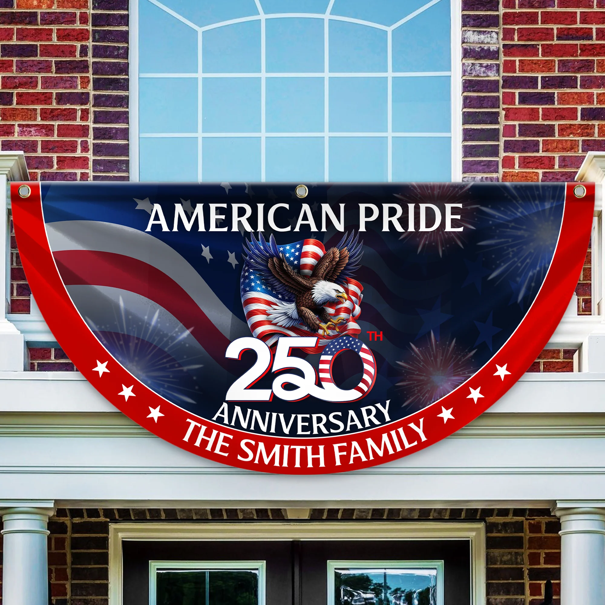 Custom Family Name American Pride Patriotic 250th Anniversary Eagle 1776–2026 Non-pleated Fan Flag HO82 901312 - Image 3