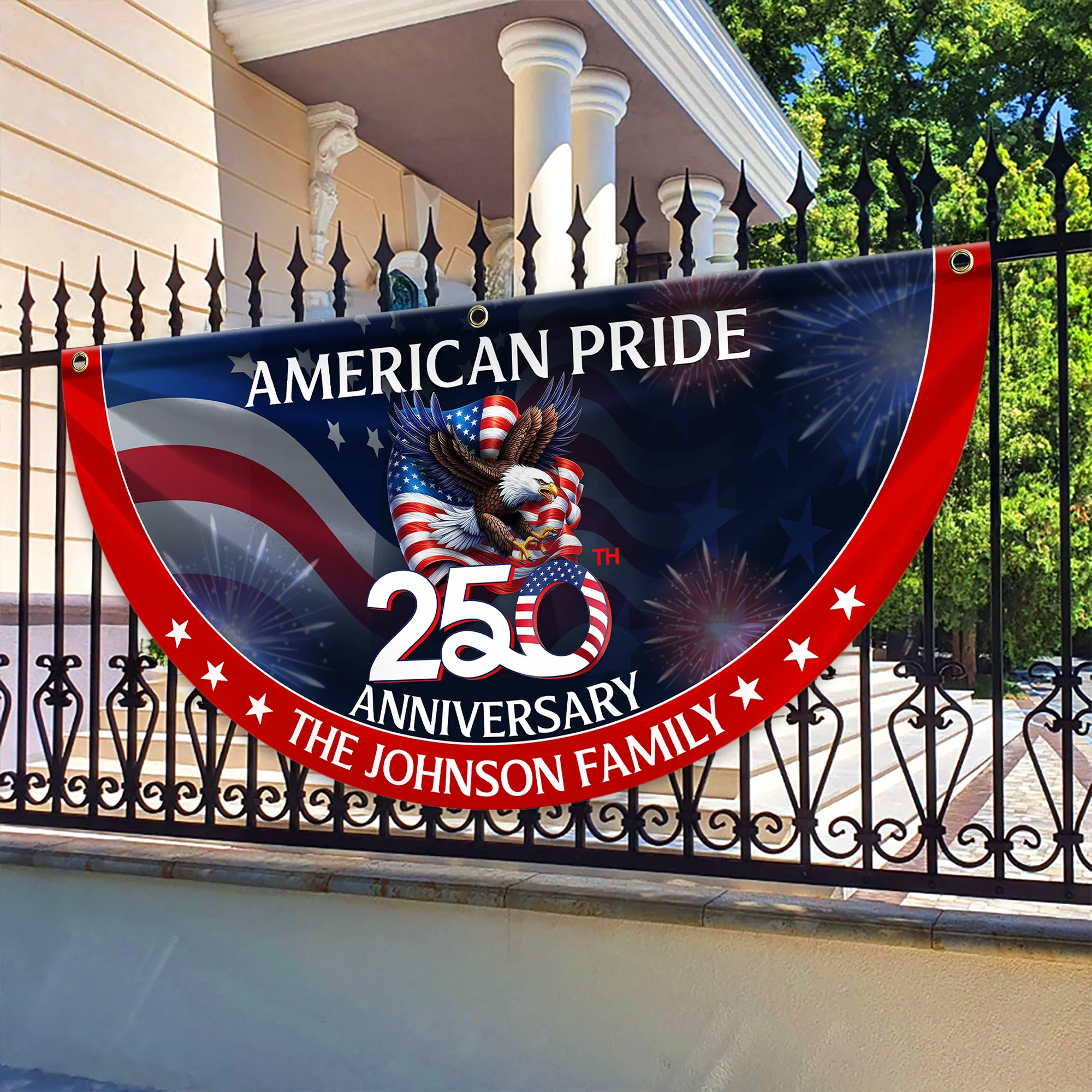 Custom Family Name American Pride Patriotic 250th Anniversary Eagle 1776–2026 Non-pleated Fan Flag HO82 901312 - Image 5