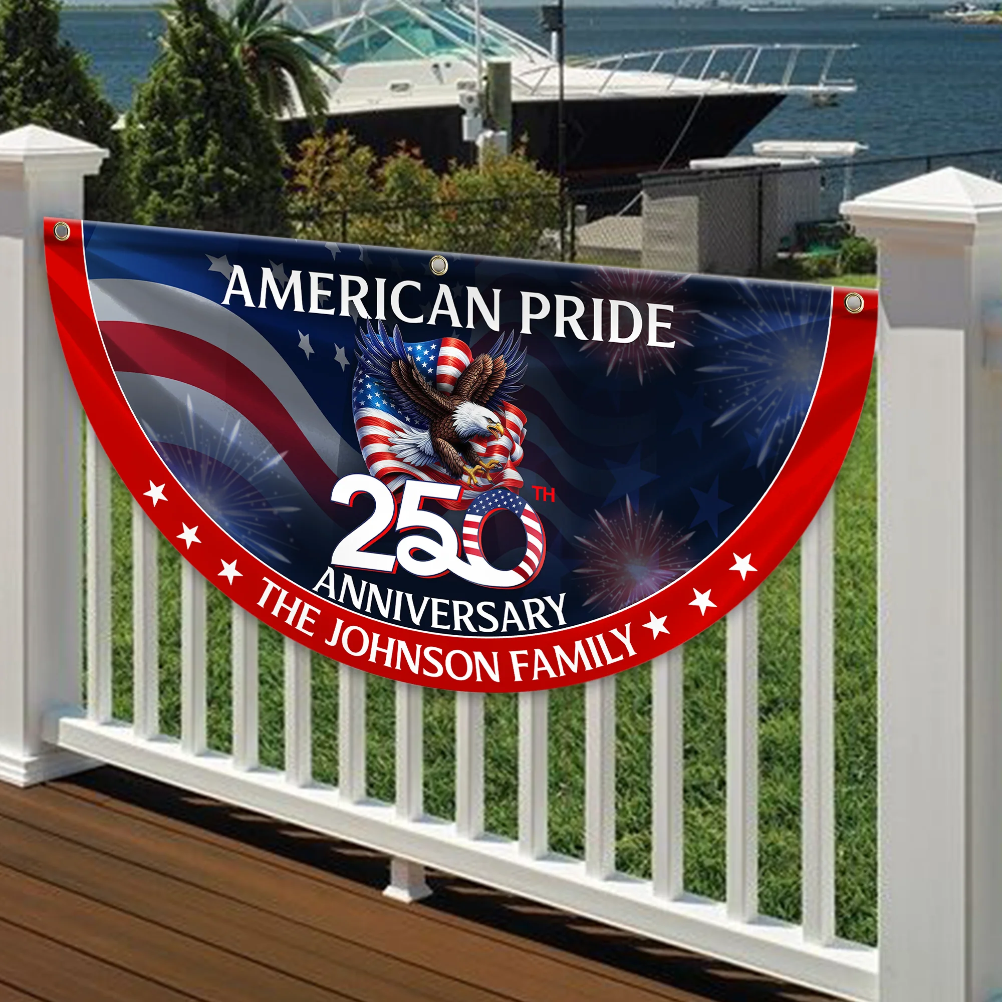 Custom Family Name American Pride Patriotic 250th Anniversary Eagle 1776–2026 Non-pleated Fan Flag HO82 901312 - Image 6