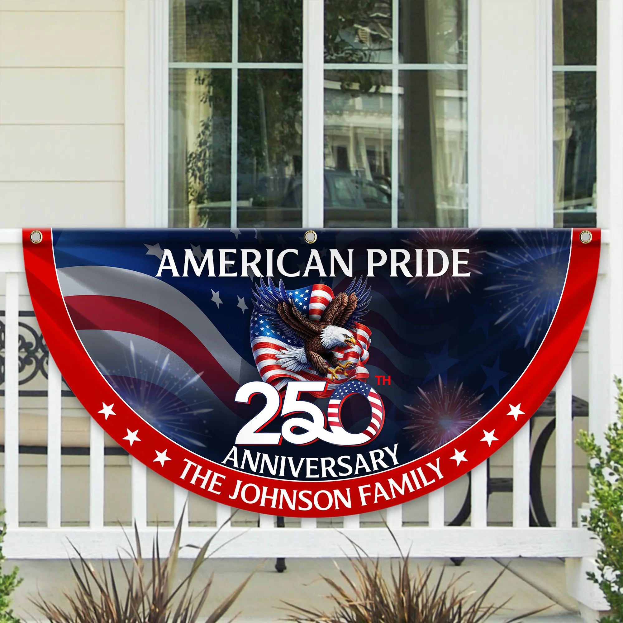 Custom Family Name American Pride Patriotic 250th Anniversary Eagle 1776–2026 Non-pleated Fan Flag HO82 901312 - Image 7