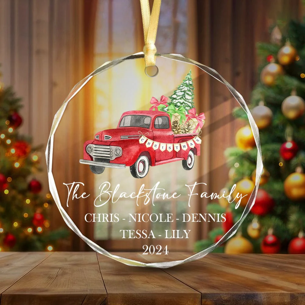 Custom Family Name Christmas Glass Circle Ornament HO82 893046 - Image 3
