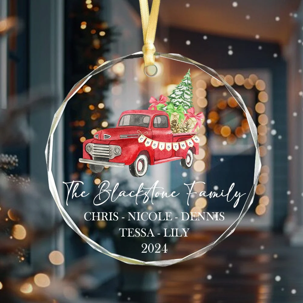Custom Family Name Christmas Glass Circle Ornament HO82 893046 - Image 4