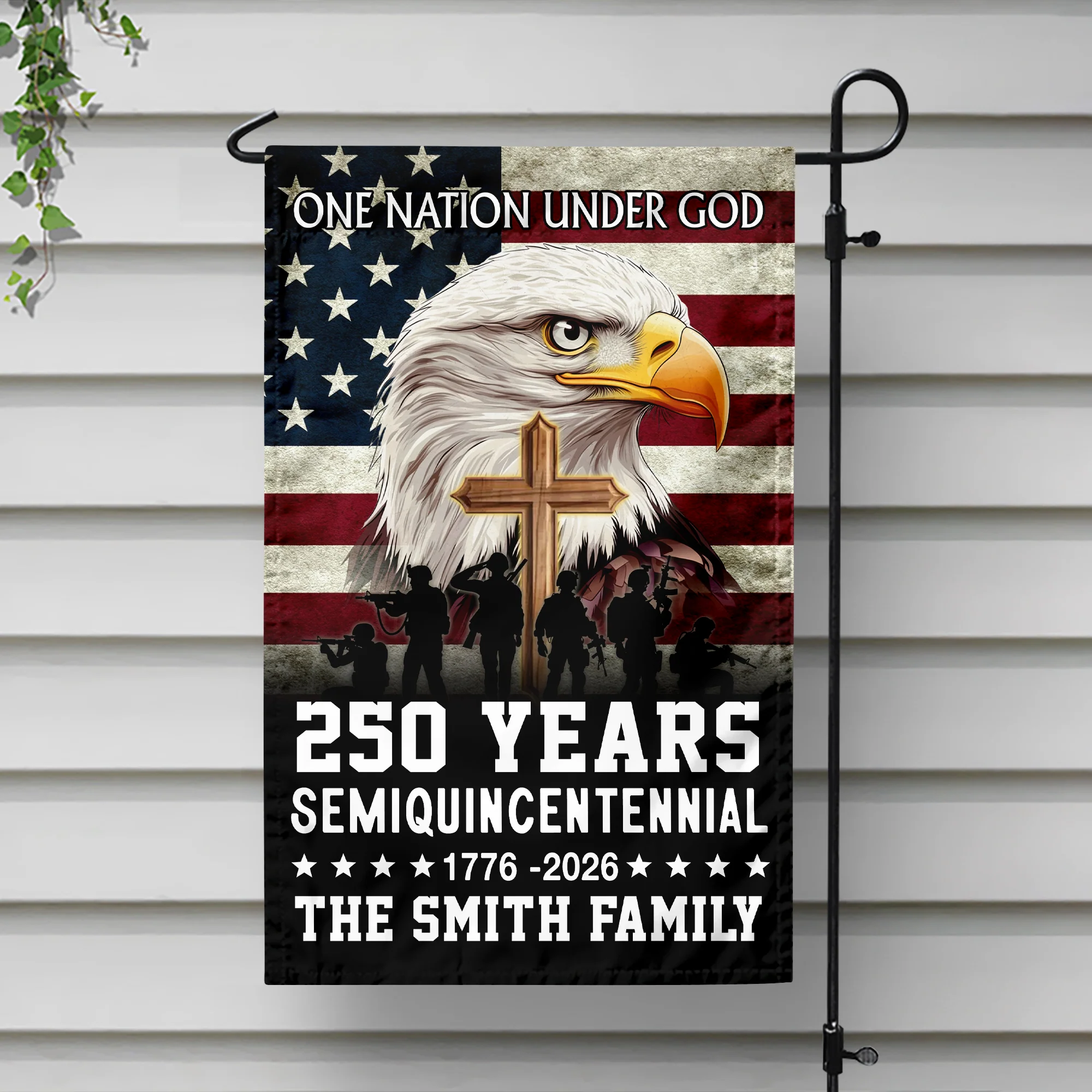 Custom Family Name One Nation Under God 1776 2026 Semiquincentennial 250 Years American Garden Flag HO82 900886 - Image 5