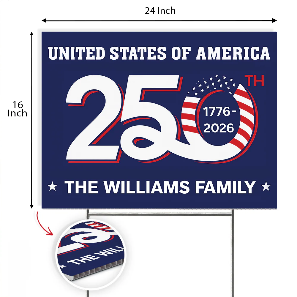 Custom Family Name Patriotic 250th Anniversary 1776 2026 United States of America Semiquincentennial Yard Sign HO82 900102 - Image 7