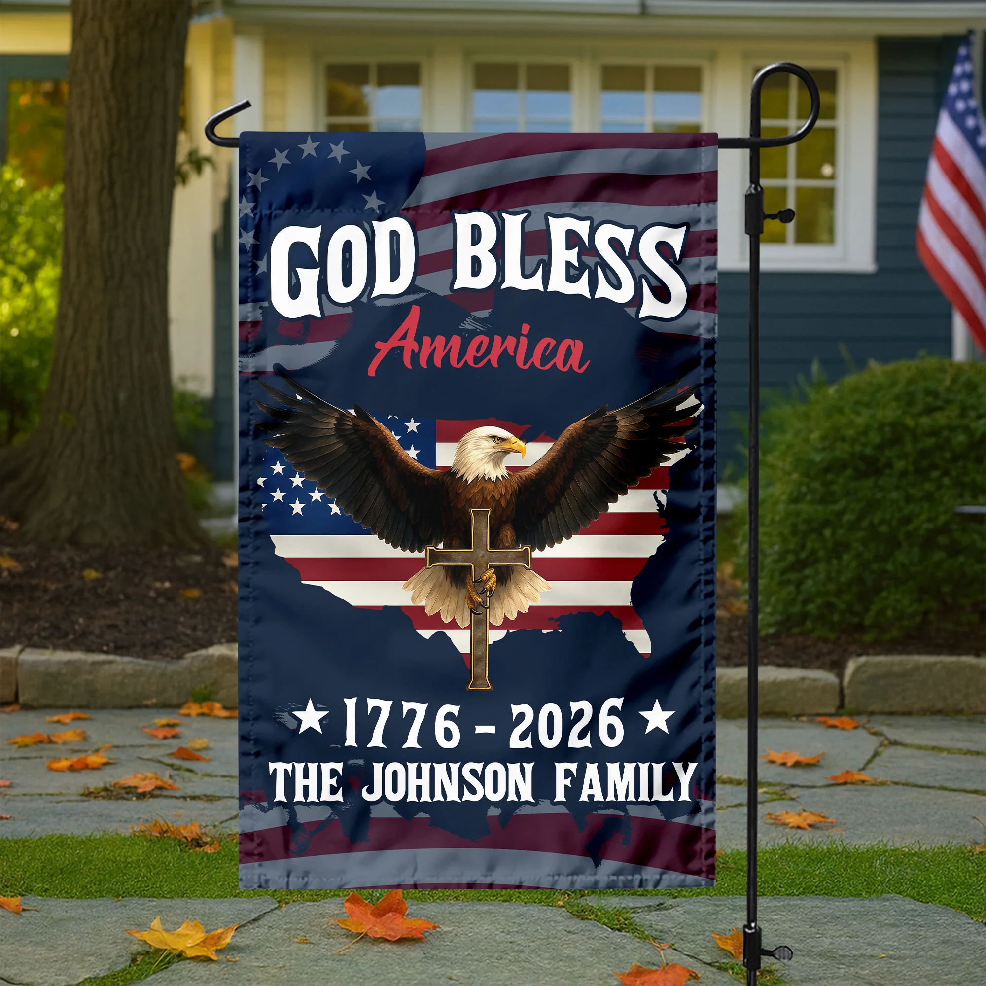 Custom Family Name Patriotic 250th Anniversary God Bless America Eagle 1776–2026 Garden Flag HO82 900870 - Image 5