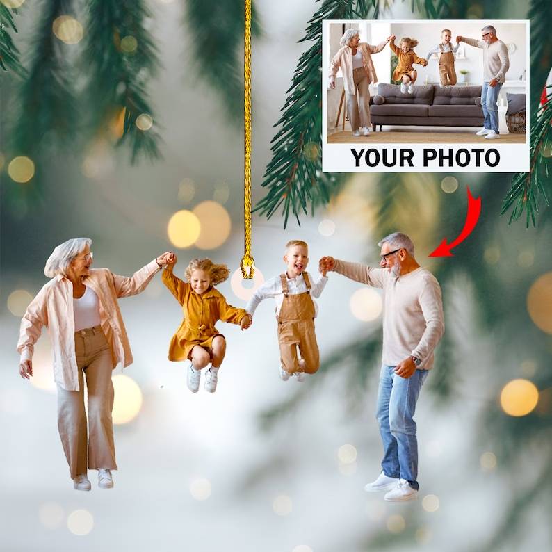 Custom Family Photo Christmas Acrylic Ornament T368 889718 - Image 3