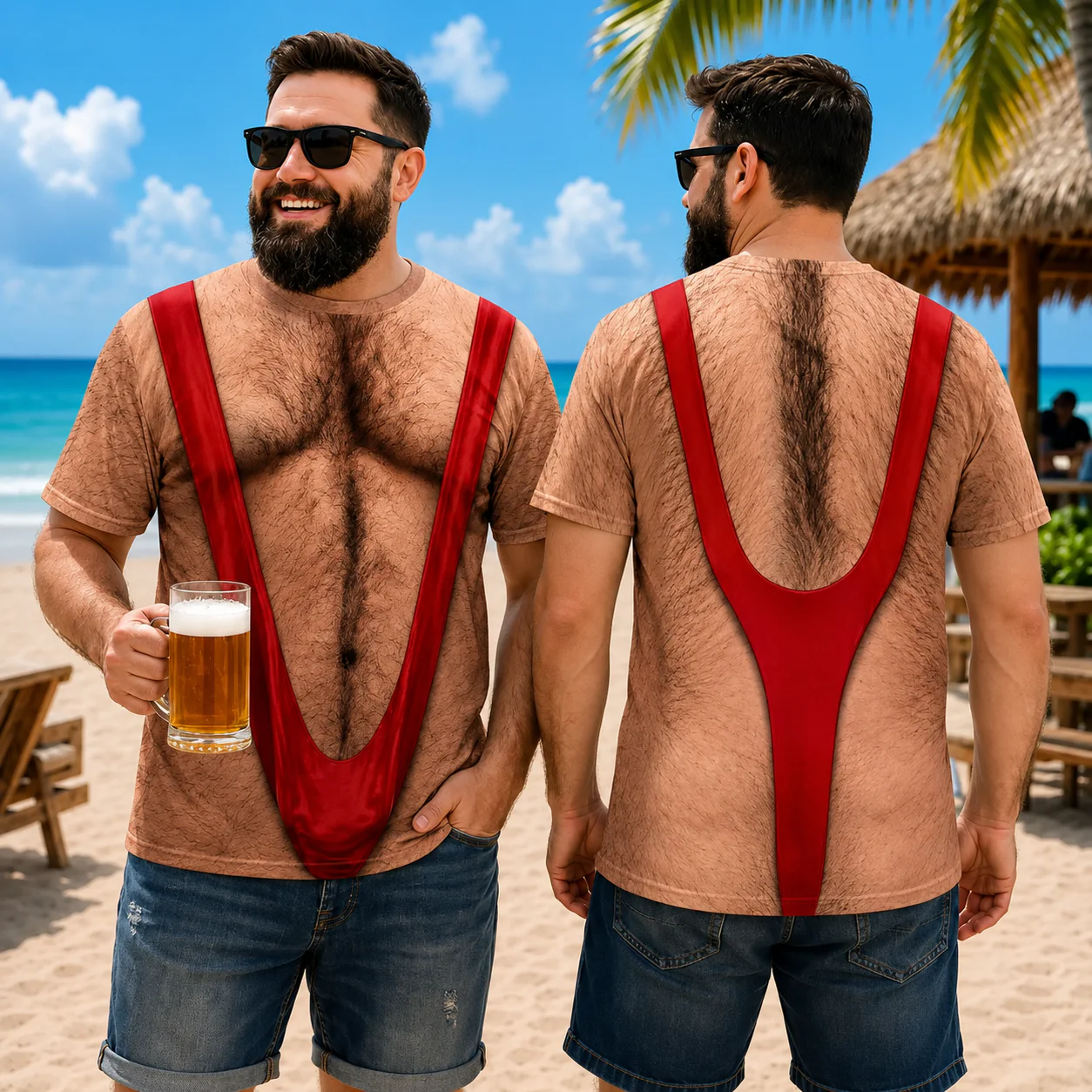 Custom Funny 3D Hairy Body Swimsuit AOP Shirt for Men - Gag Gift for Dad Husband Grandpa HO82 903022 - Image 3