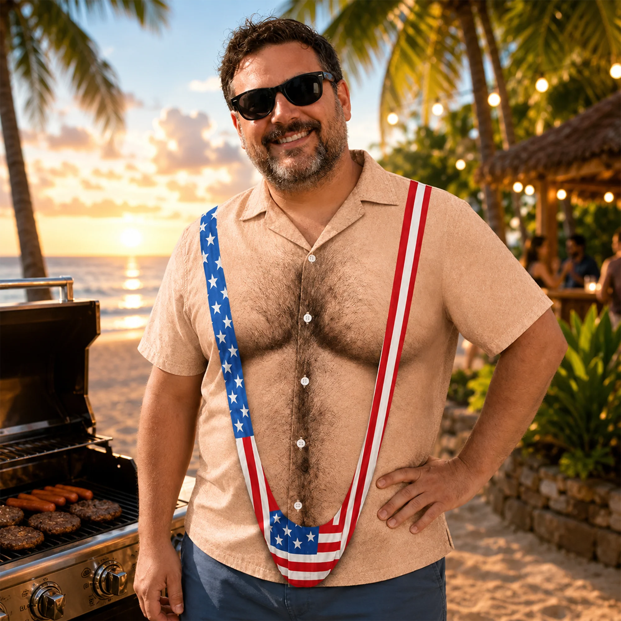 Custom Funny 3D Hairy Body Swimsuit Hawaii Shirt - Gag Gift for Dad Husband Grandpa HO82 903020 - Image 3