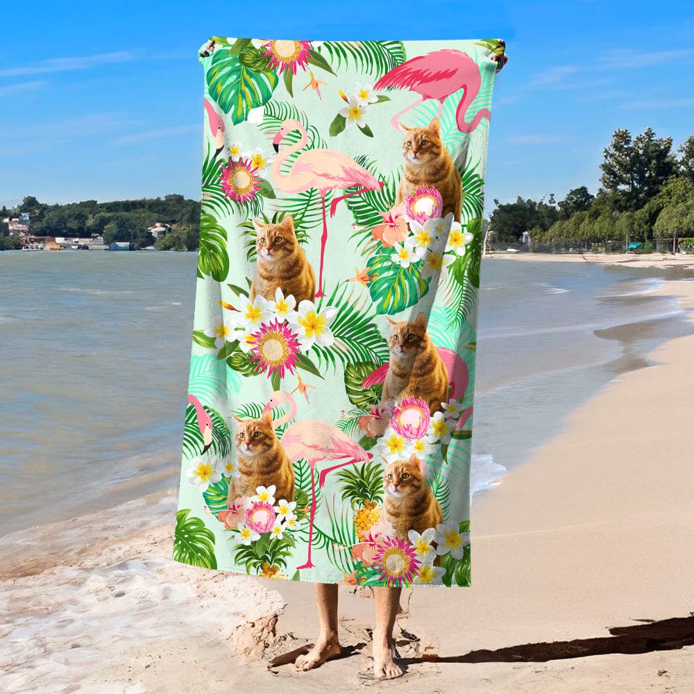 Custom Funny Cat Photo Aloha Beach Towel N304 890394 - Image 2