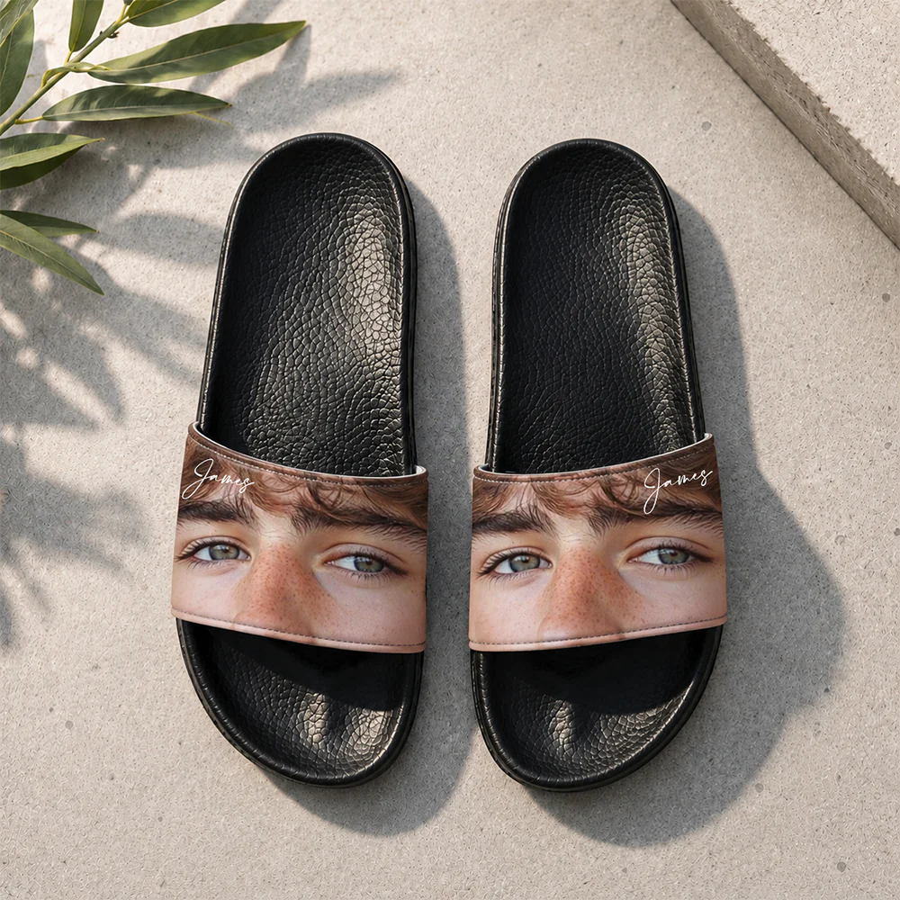 Custom Funny Eyes Photo Slide Sandals - Gift For Summer, Birthday, Girlfriend, Boyfriend HO82 902560