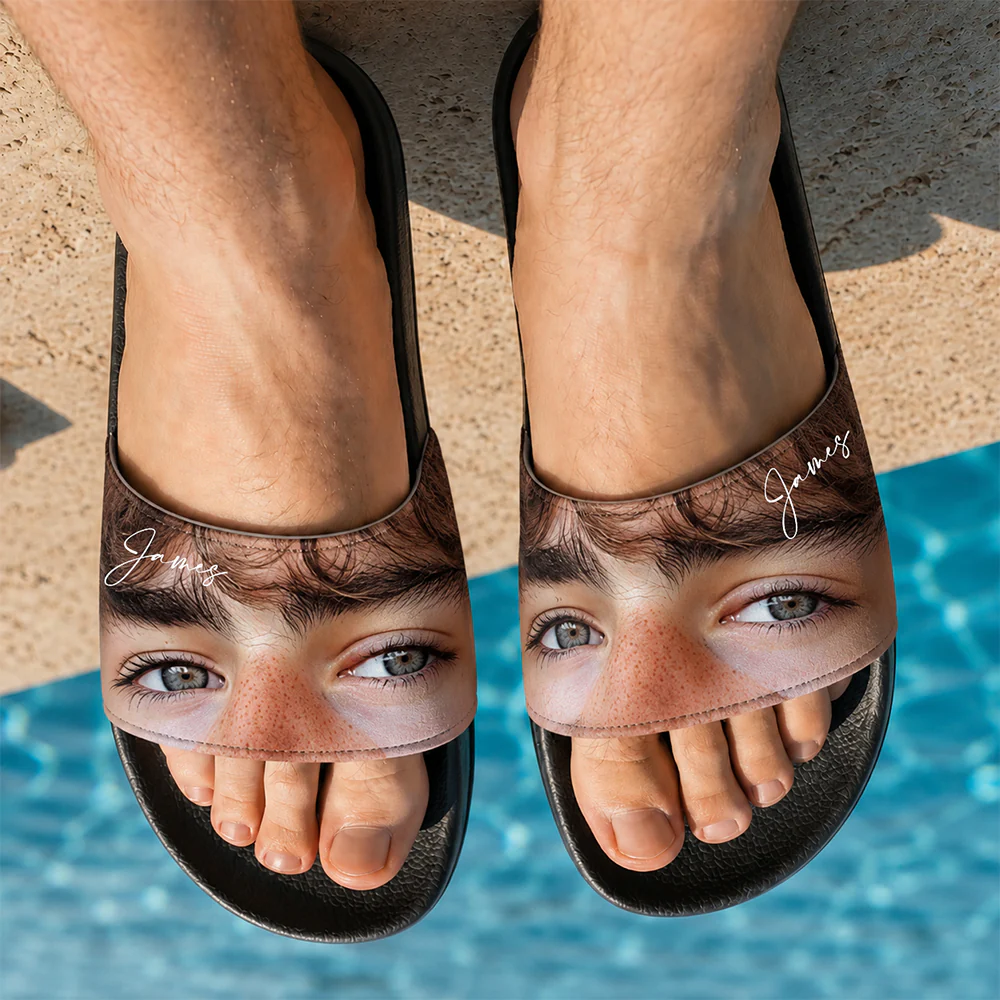 Custom Funny Eyes Photo Slide Sandals - Gift For Summer, Birthday, Girlfriend, Boyfriend HO82 902560 - Image 3