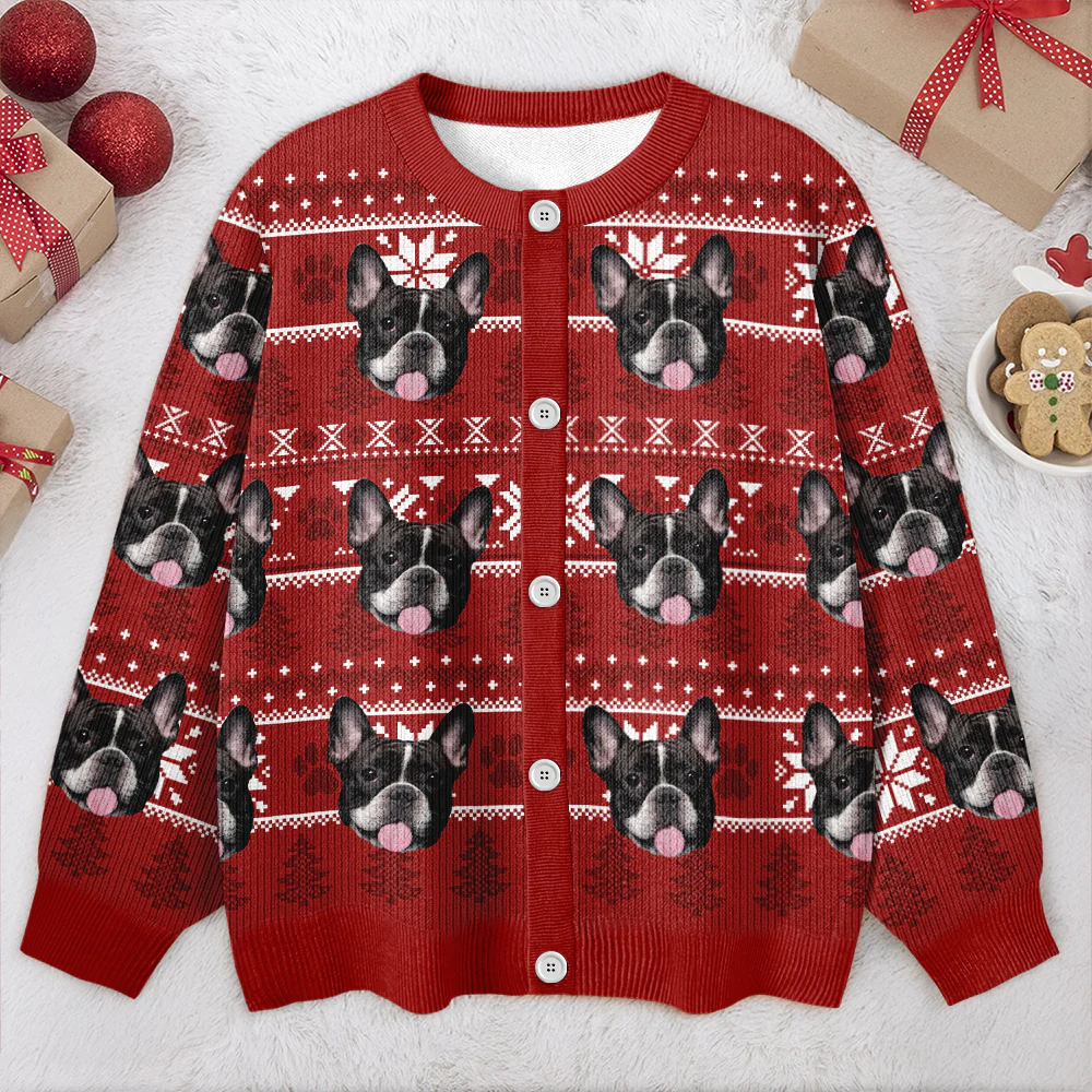 Custom Funny Photo May Your Christmas Be Hairy And Bright Cardigan HO82 900274 - Image 2