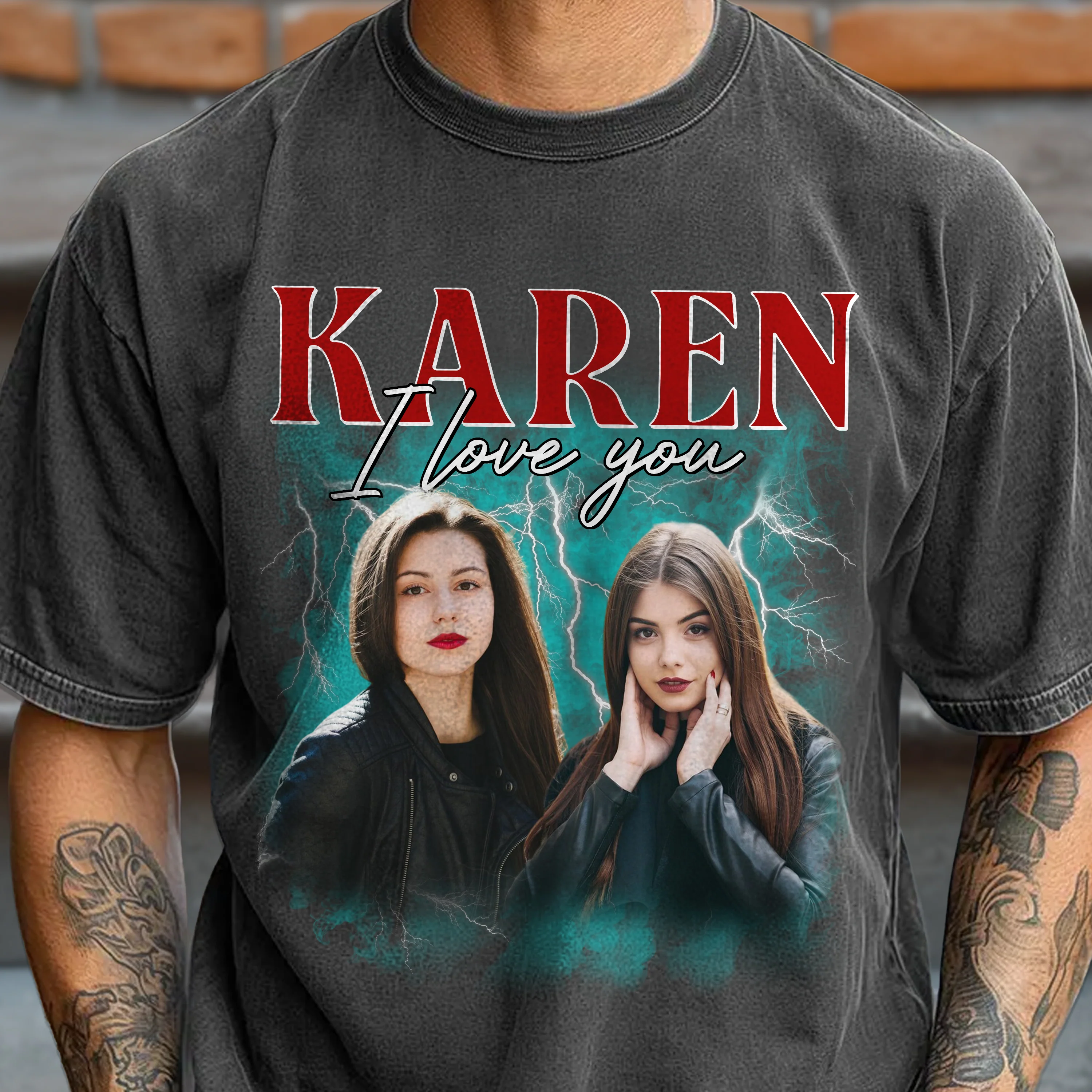 Custom Girlfriend Boyfriend Photo Vintage Bootleg Couple Comfort Shirt HO82 894904 - Image 2