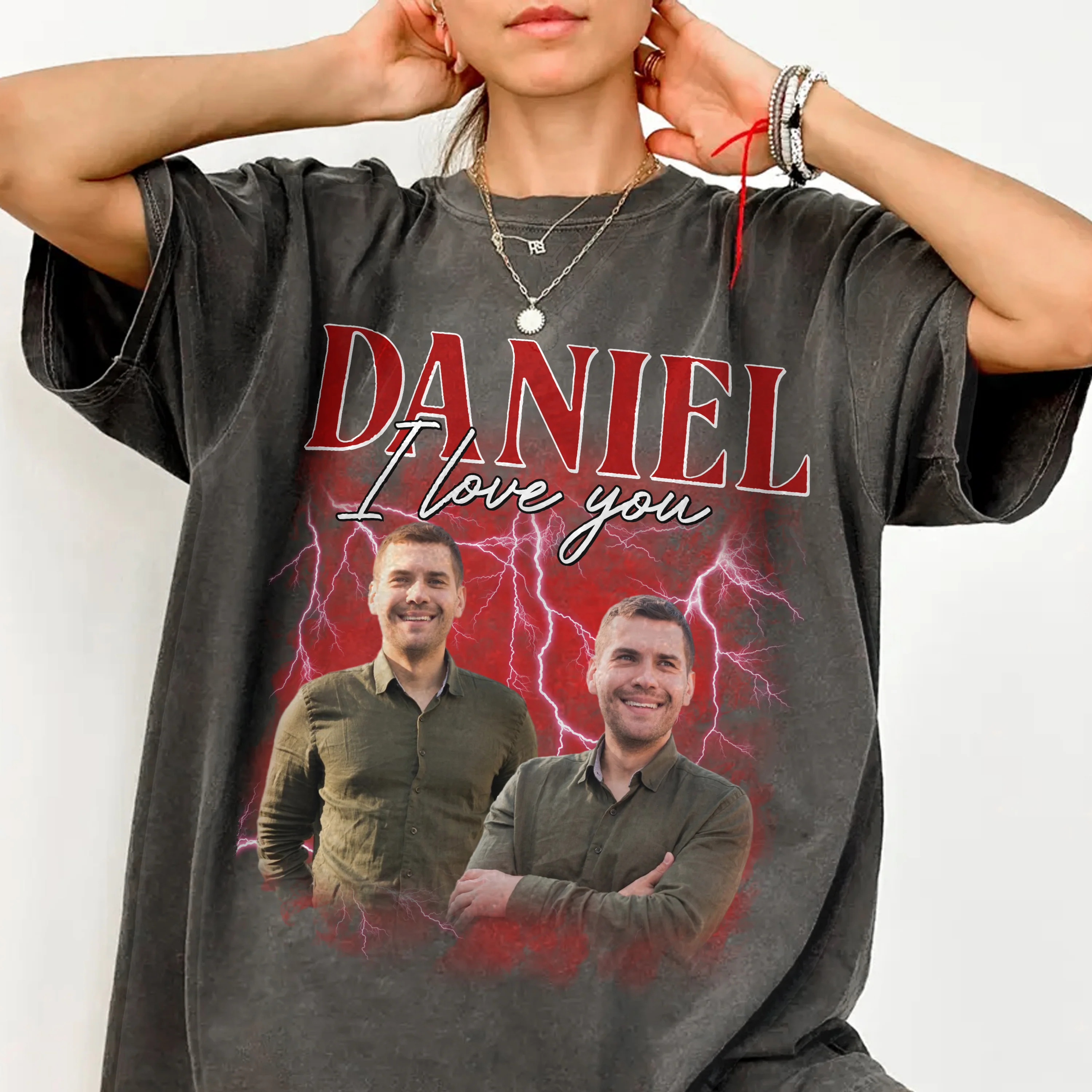 Custom Girlfriend Boyfriend Photo Vintage Bootleg Couple Comfort Shirt HO82 894904 - Image 4