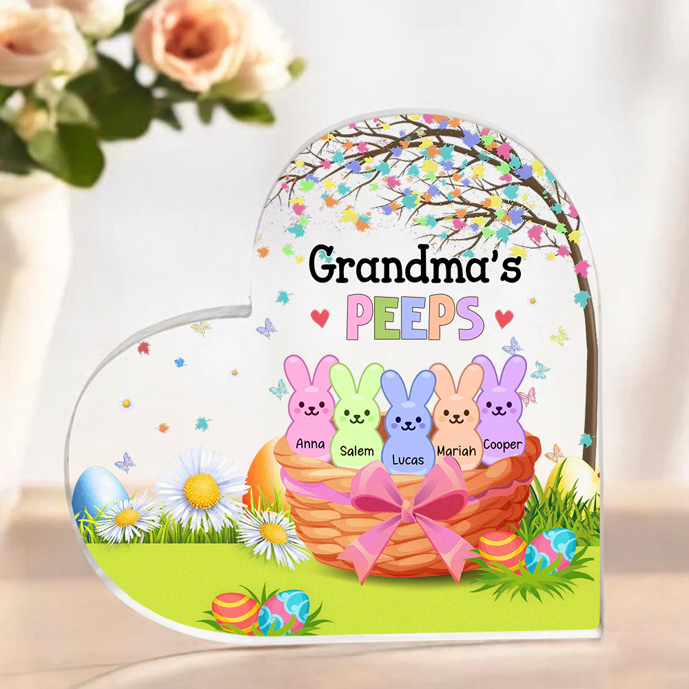 Custom Grandma Mom's Peep Kids Easter Day Heart Acrylic Plaque HO82 893558 - Image 5