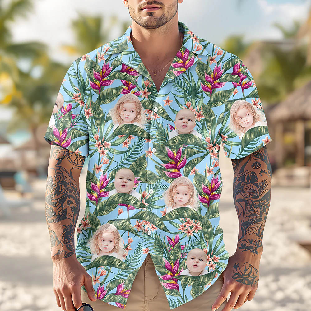 Custom Hawaii In The Air Face Human Photo Family Hawaii Shirt HO82 893834 - Image 2